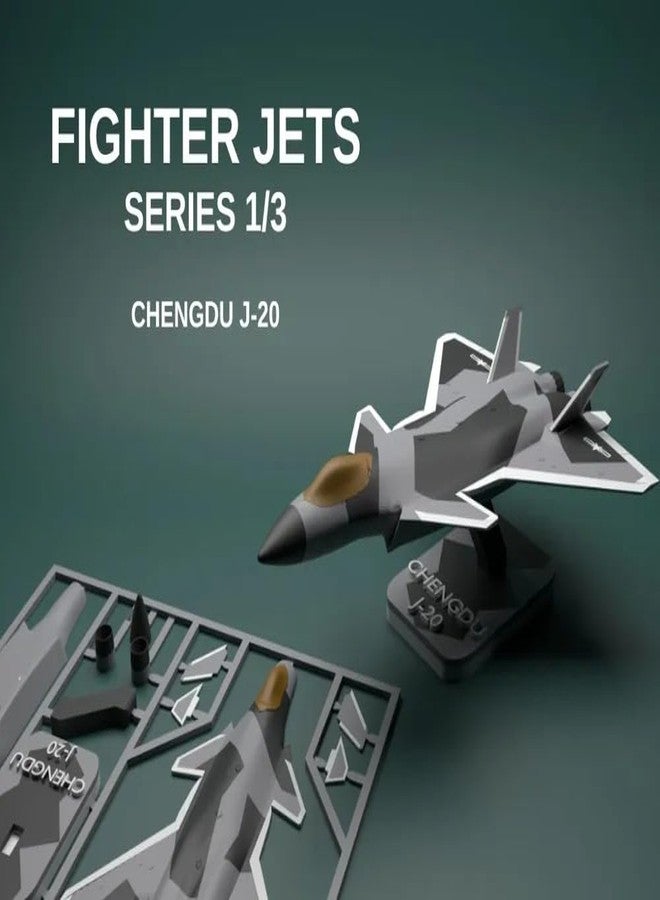 3D Craft J-20 Chengdu Military Aircraft Model Kit, 3D Assembly Display Set, Grey - Image 4